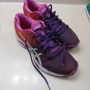 ASICS Women's Gel Solution Vibrant Purple and Orange Sneakers Size 7